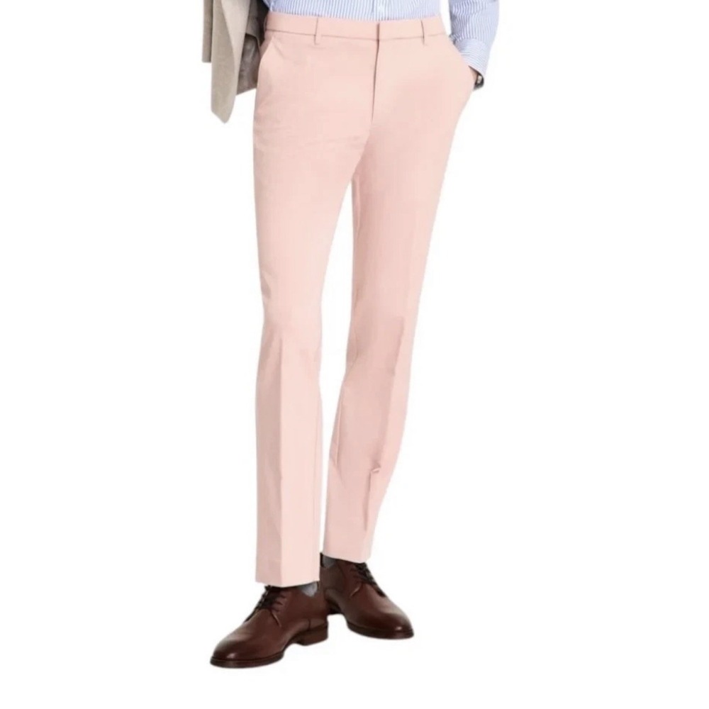 $95 NEW TOMMY HILFIGER Mens‎ 42x32 Coral TH Flex Slim Dress Pants/Slacks 0260